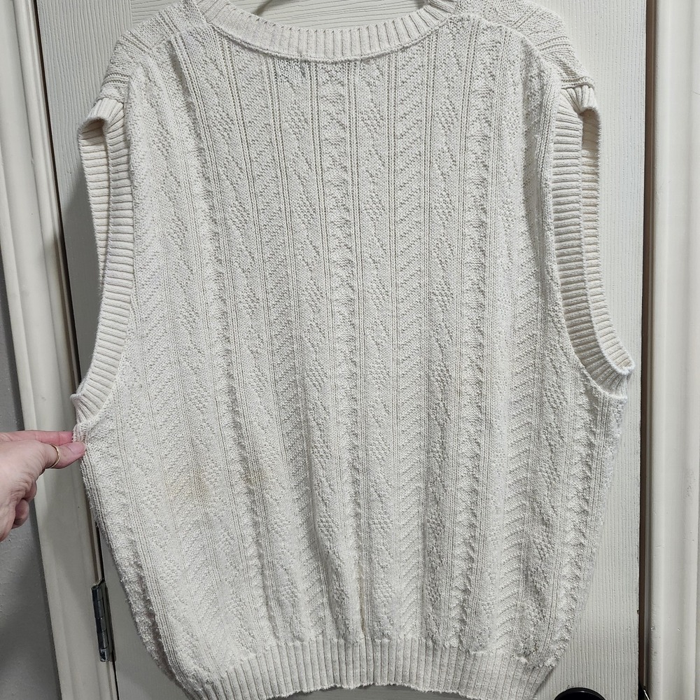 Roundtree & Yorke Sweater Vest XL Cream Cable Knit Textured V Neck Pullover - Picture 10 of 10